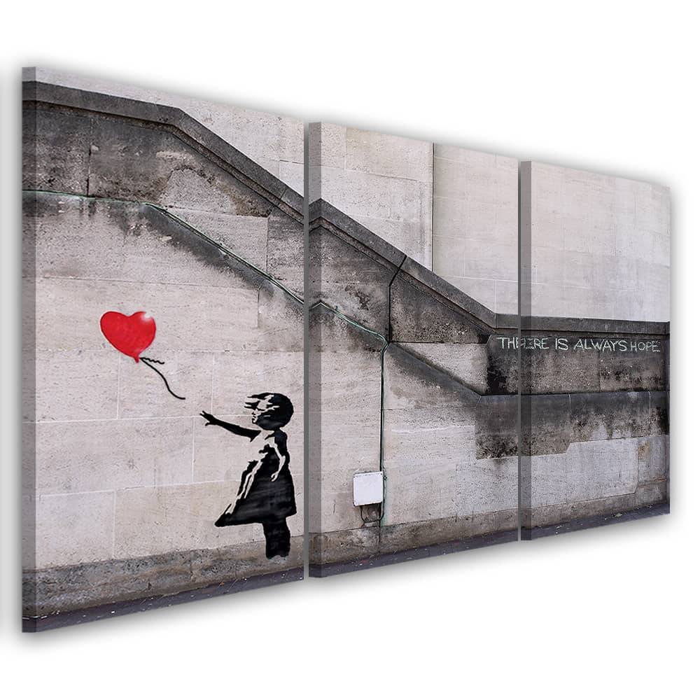 Kaeppel Leinwandbild 3-teilig, Banksy Ballon-Mädchen