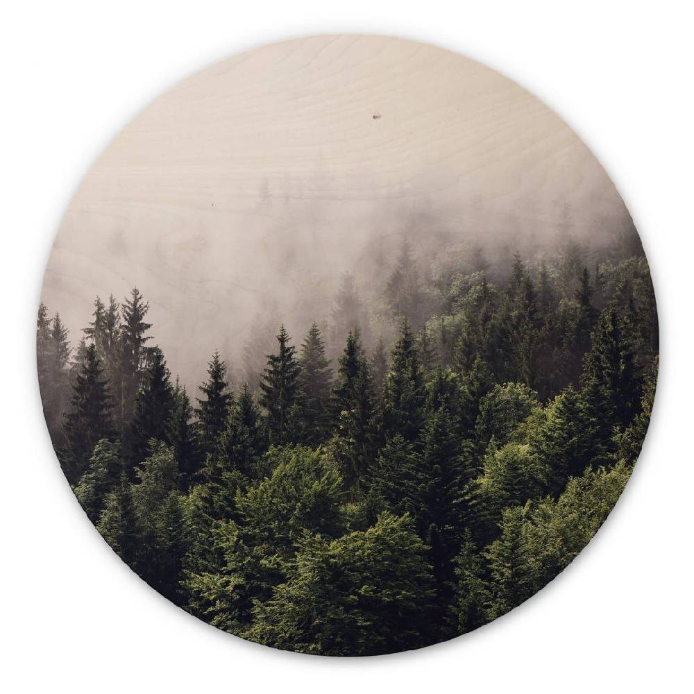 Kaeppel Holzbild Nebliger Wald - Rund