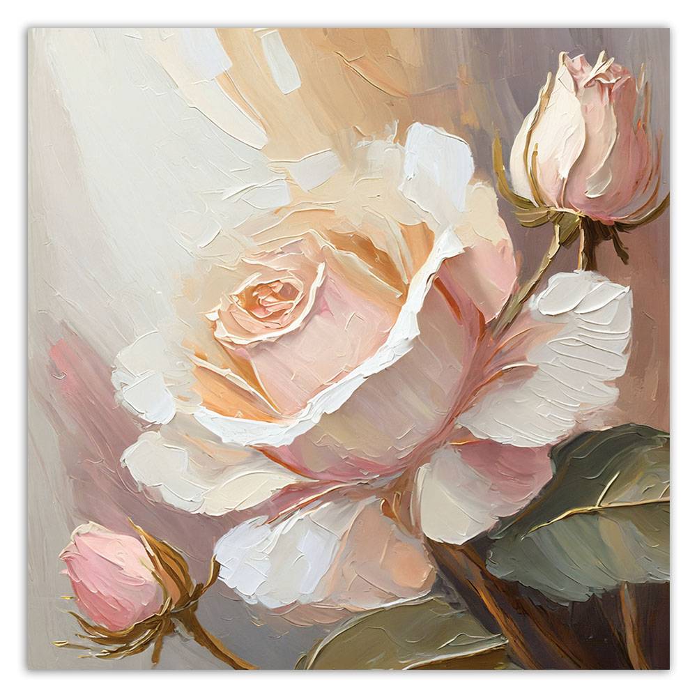 Kaeppel Leinwandbild, Handgemalte Rose Tiefpreis