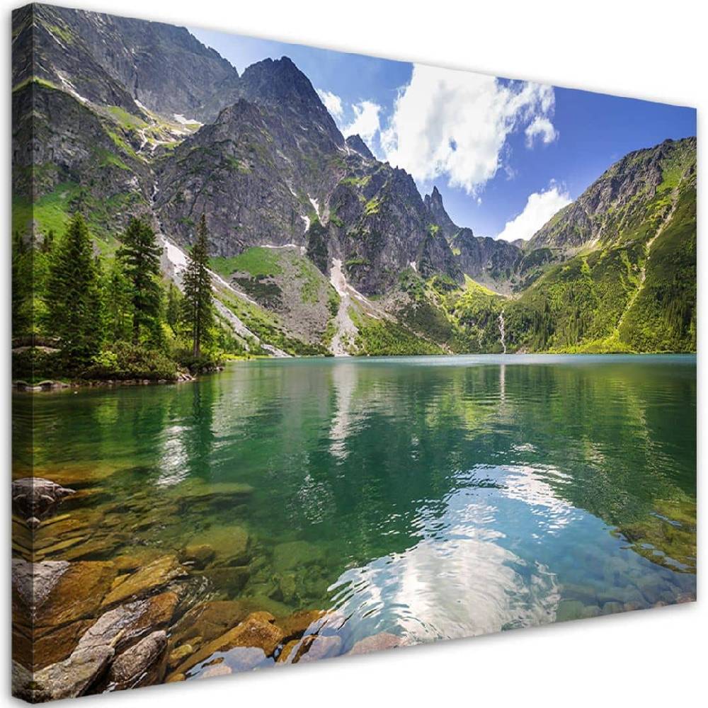 Kaeppel Leinwandbild, Mountain Lake Trees Natura