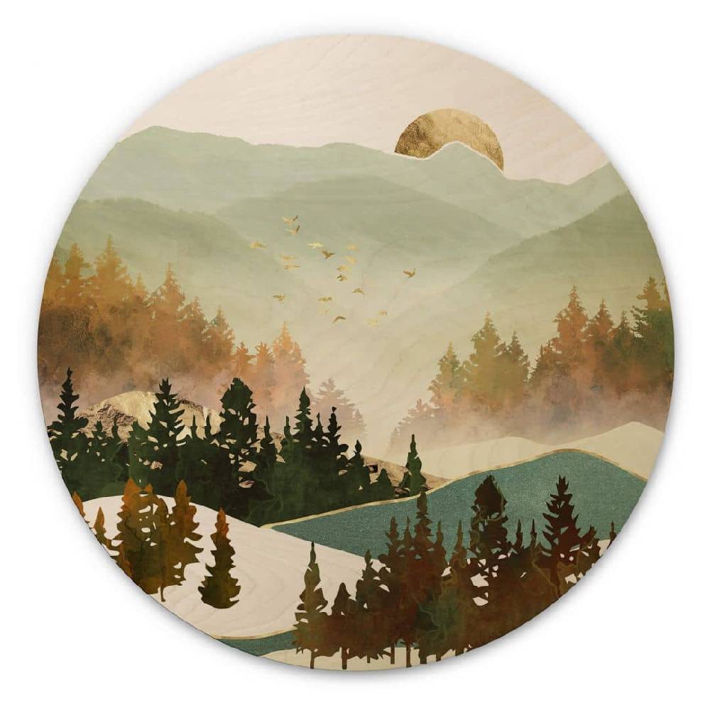 Kaeppel Holzbild SpaceFrog Designs - Herbstmorgen - Rund Wochenangebot