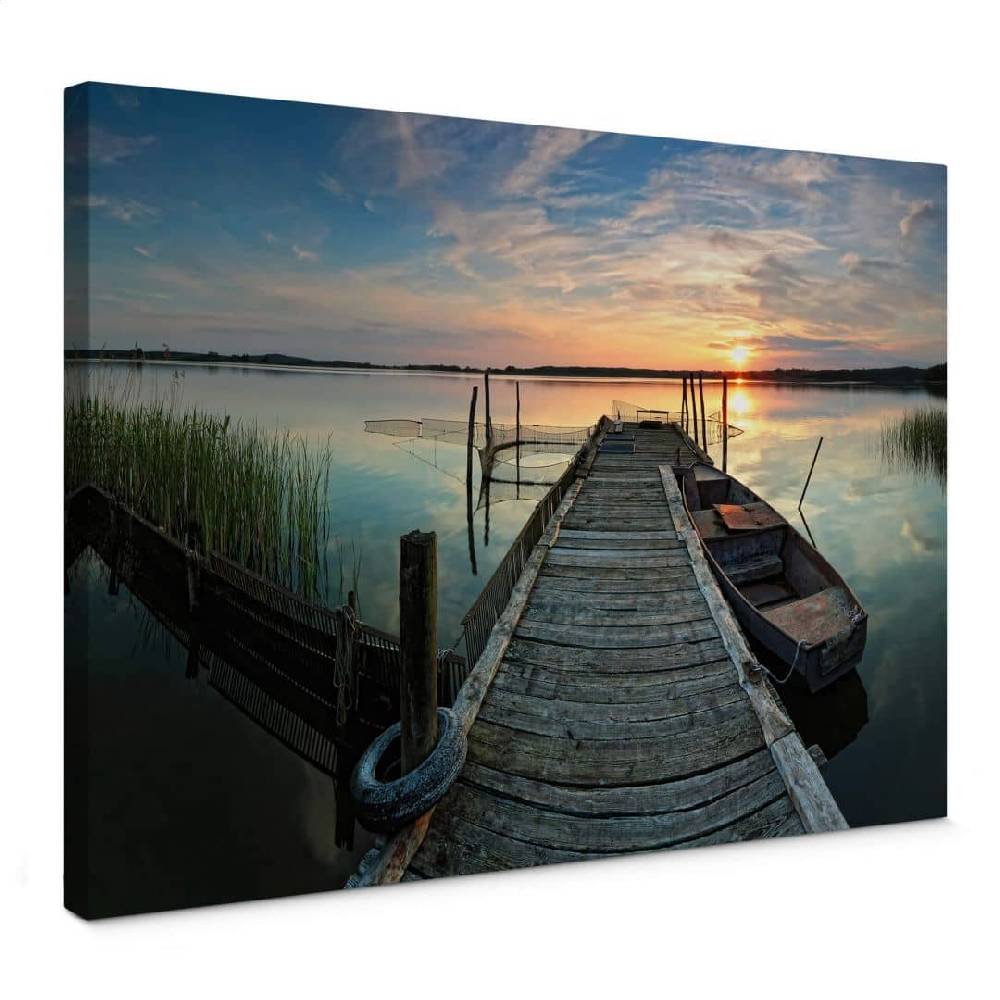 Kaeppel Leinwandbild Sunset at the lake
