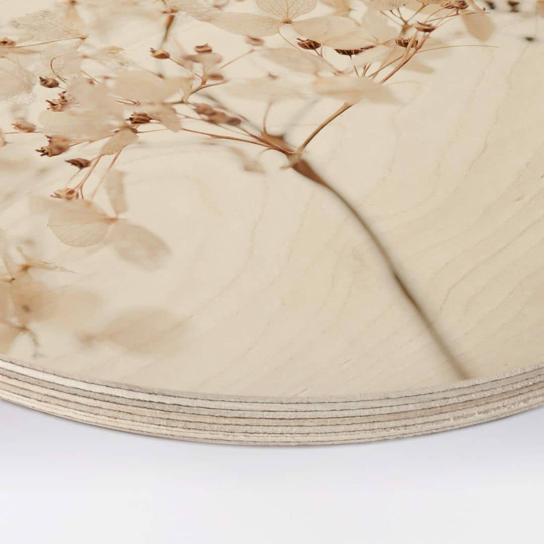 Kaeppel Holzbild 1X Studio - Zweig mit zarten Blüten - Rund Bis zu 60% Rabatt