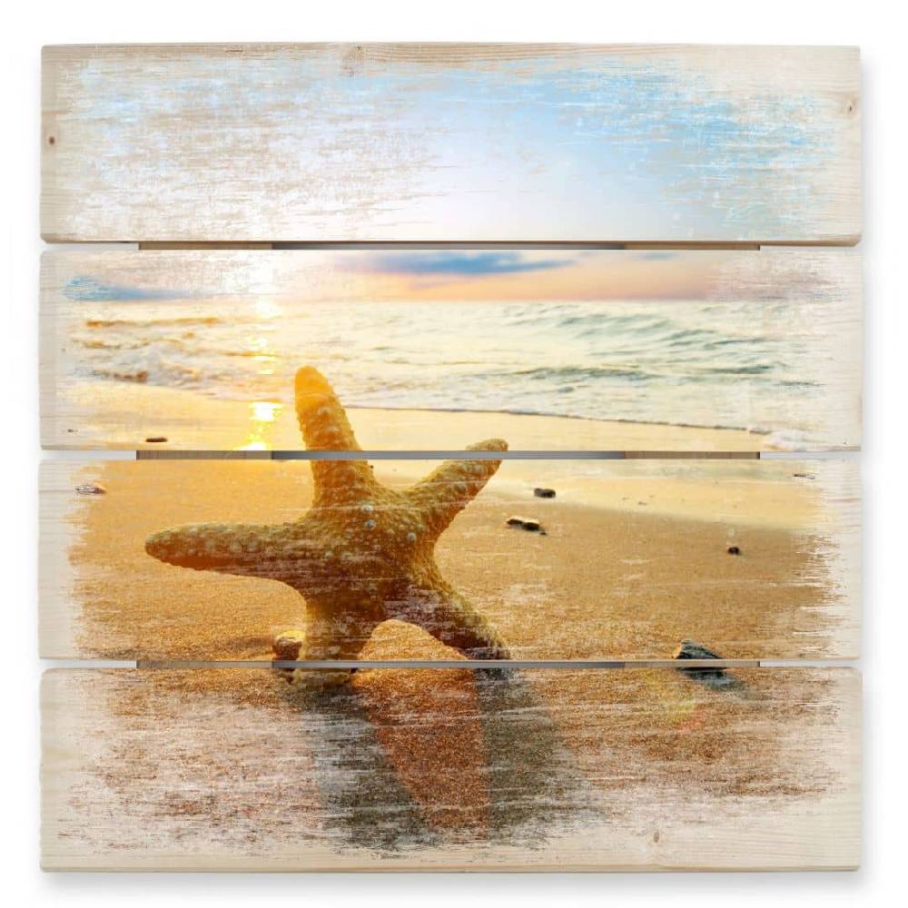Kaeppel Holzbild Seestern im Sand