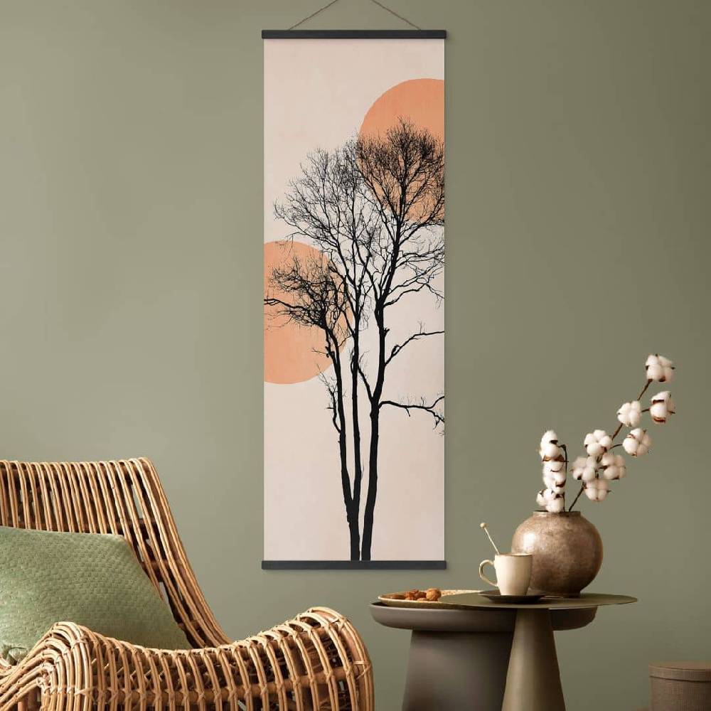 Kaeppel Stoffbild Sonne und Mond in Orange - Kubistika - Panorama Fabrikladen