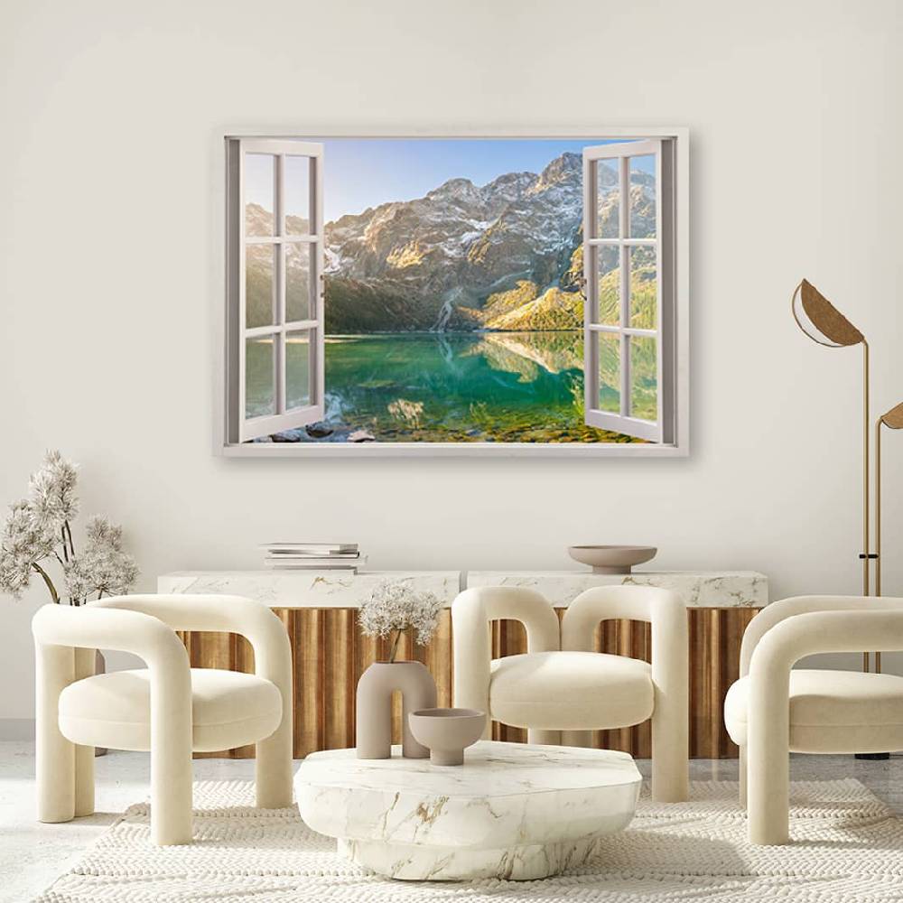 Kaeppel Leinwandbild, Fensterblick Wald im Nebel Berge Online Shopping