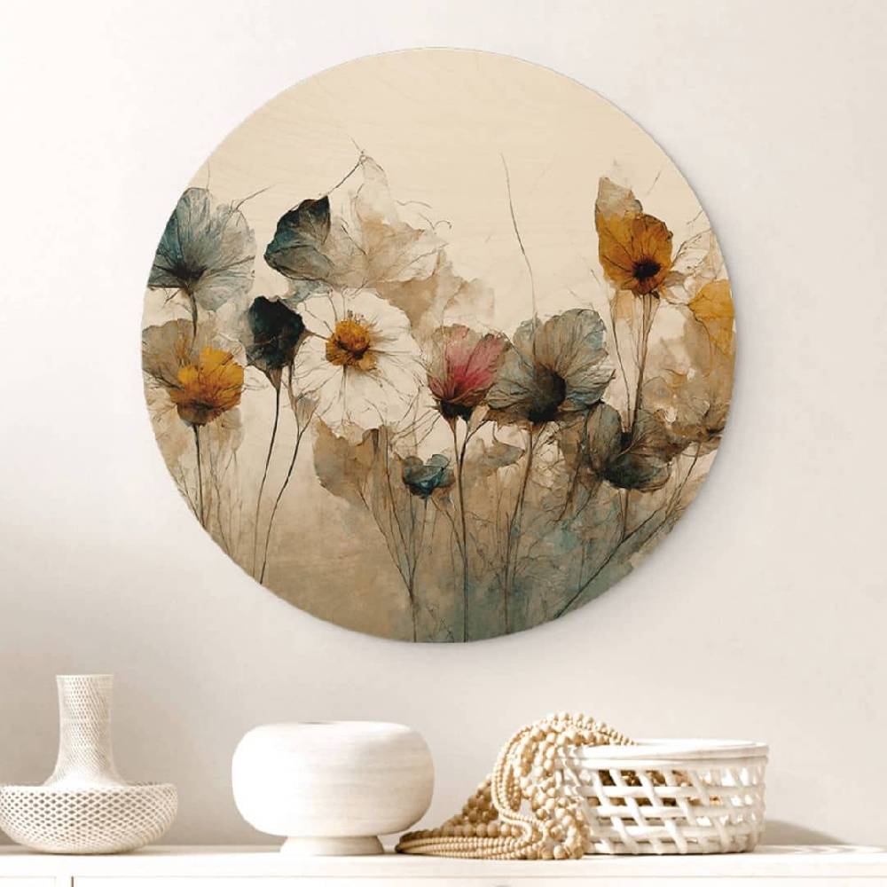 Kaeppel Holzbild Bouquet aus Trockenblumen Rund - Treechild Preisnachlass