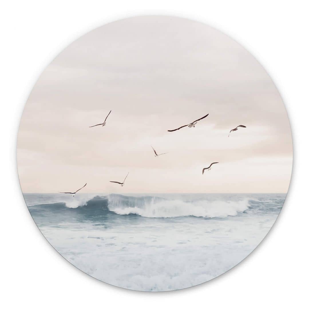 Kaeppel Wandbild Sisi & Seb - Magischer Abendhimmel am Meer - Alu-Dibond Rund