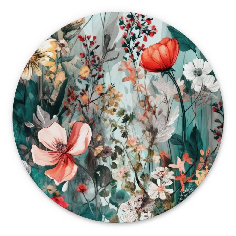 Kaeppel Wandbild Frühlingswiese mit Blumen - Alu-Dibond Rund - Jaszke Tiefpreis
