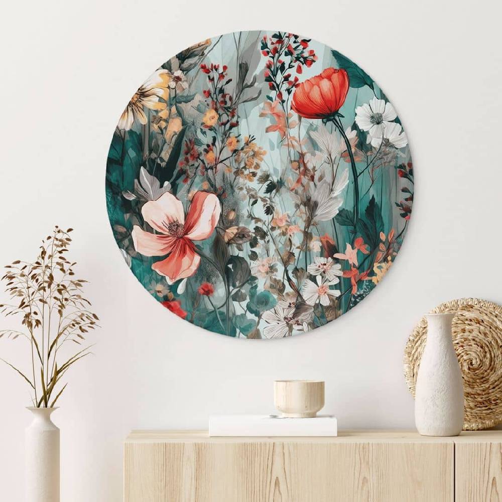 Kaeppel Wandbild Frühlingswiese mit Blumen - Alu-Dibond Rund - Jaszke Tiefpreis