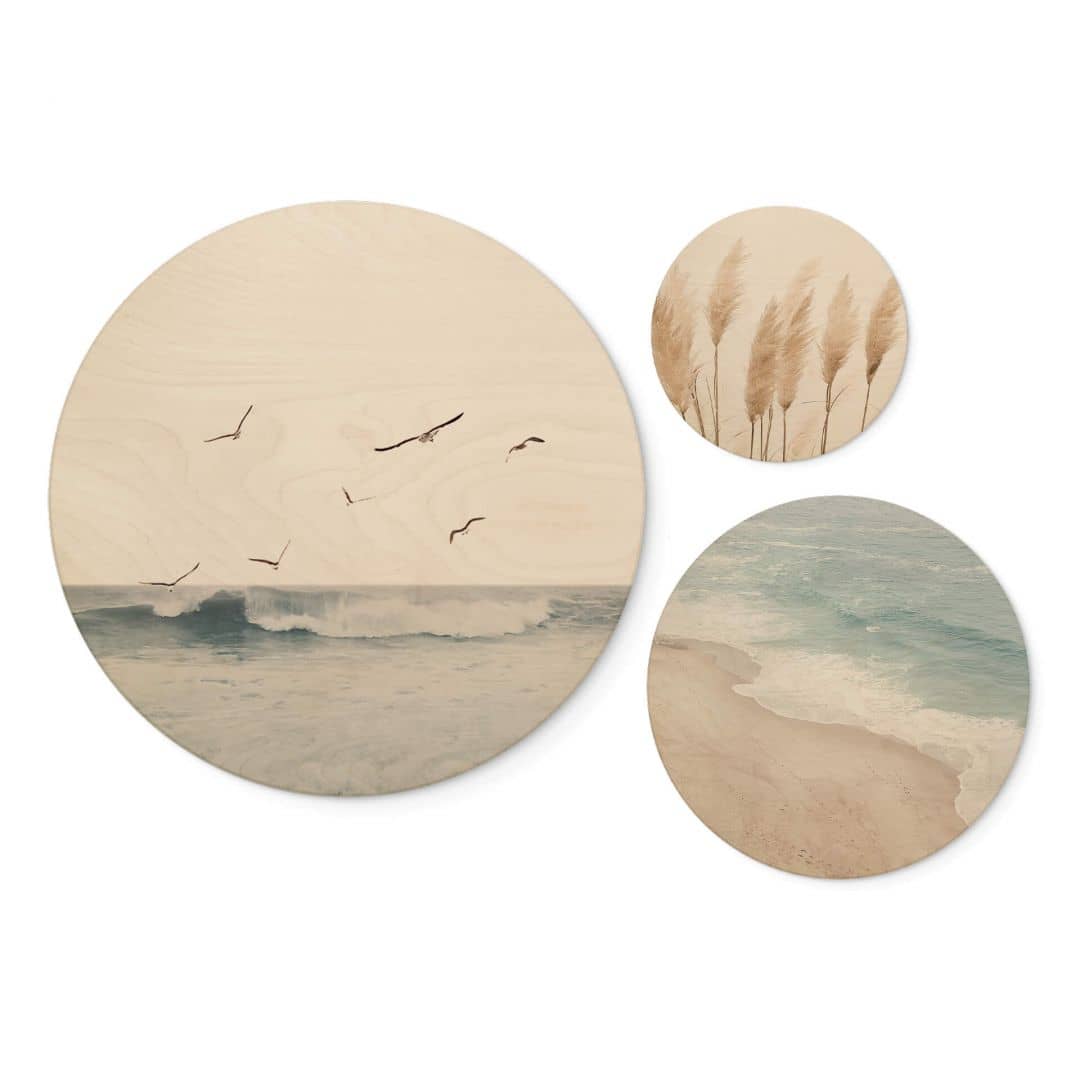 Kaeppel Holzbild Sisi & Seb - Ostsee: Wellen und Meer (3-teilig) - Rund Super Sparpreis