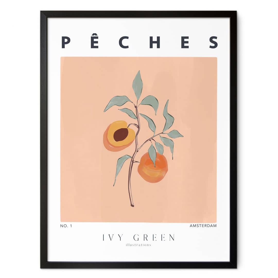 Kaeppel Poster Saftige Pfirsiche - Ivy Green Illustration