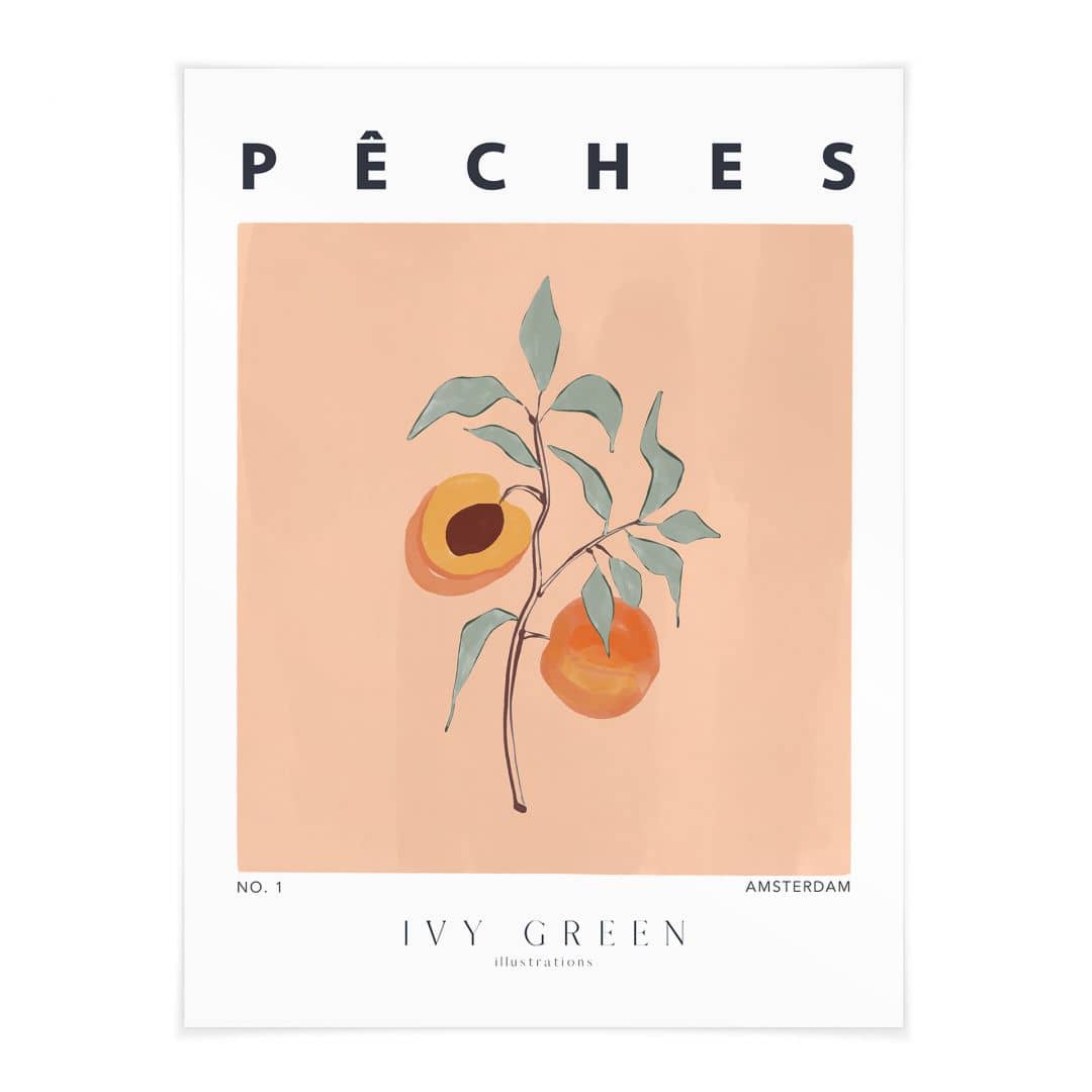 Kaeppel Poster Saftige Pfirsiche - Ivy Green Illustration Letzte 3 Tage