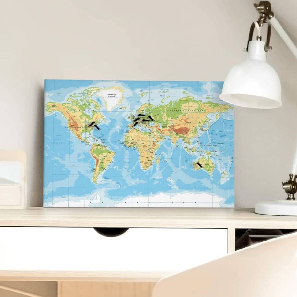 Kaeppel Leinwandbild mit Korkrückwand - Topografische Weltkarte JETZT KAUFEN