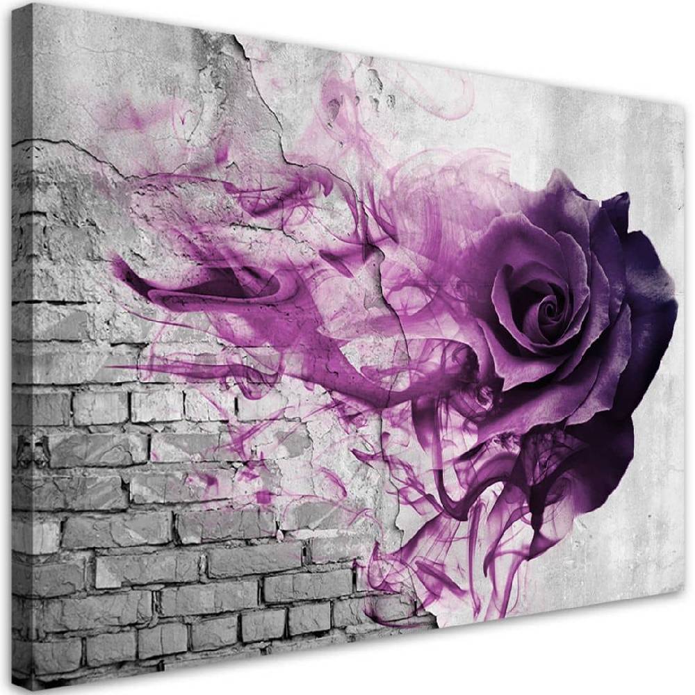 Kaeppel Leinwandbild, Lila Rose Blumen Ziegeloptik