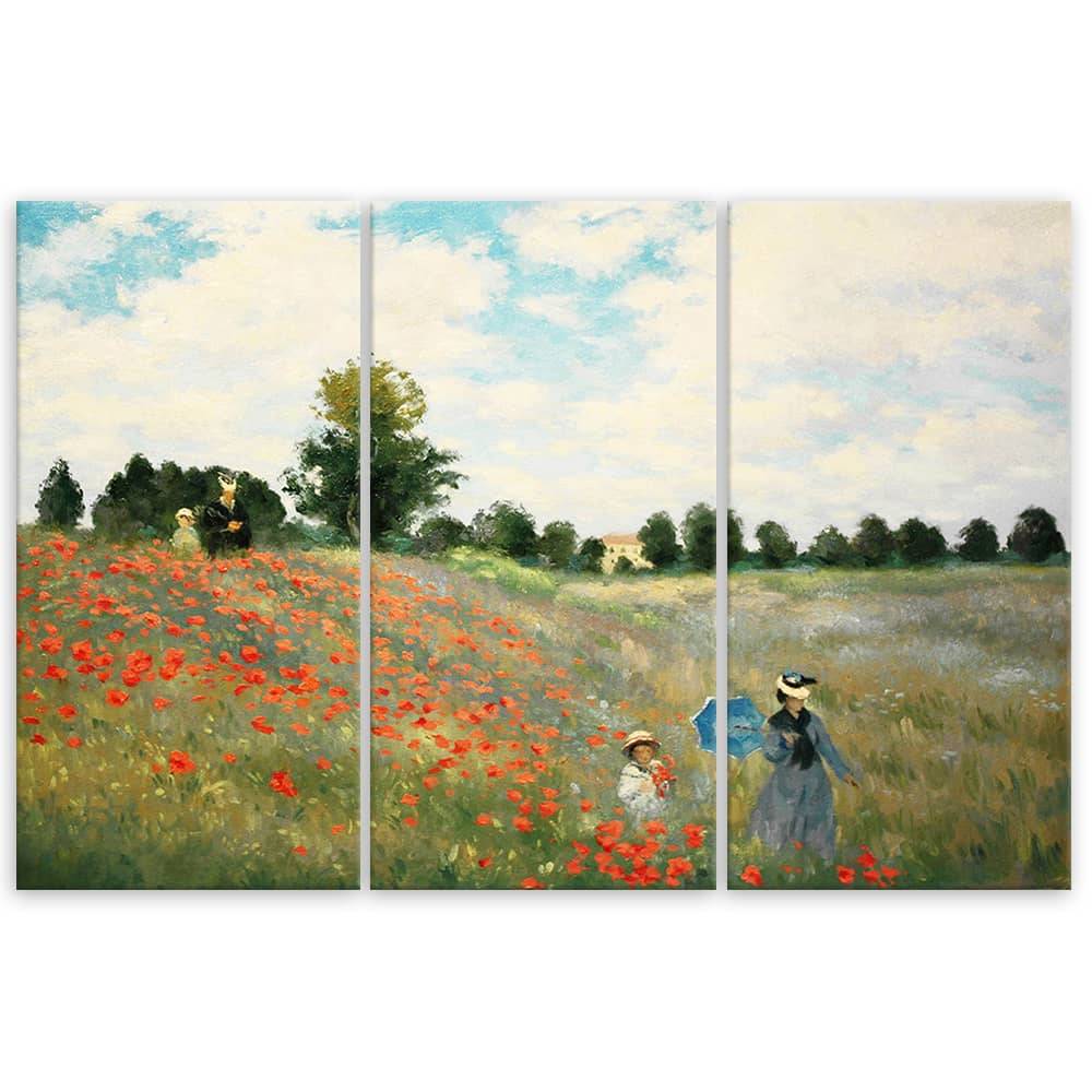 Kaeppel Leinwandbild 3-teilig, Mohnblumenfeld Claude Monet Angebote