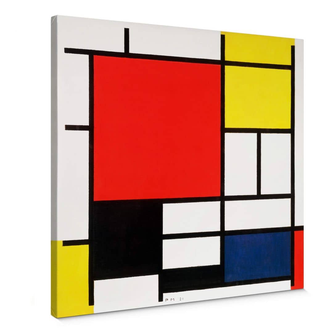 Kaeppel Leinwandbild Mondrian - Komposition mit Rot Gelb Blau und Schwarz - Quadratisch