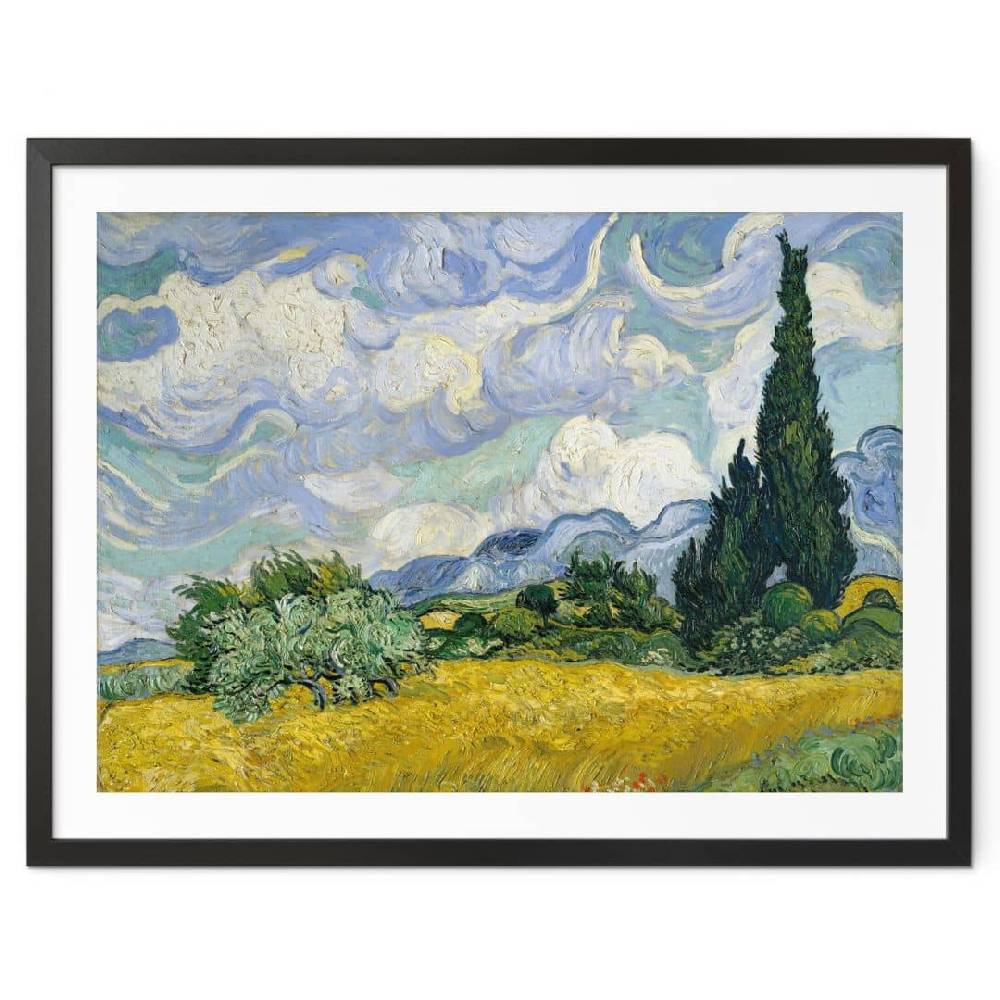 Kaeppel Poster van Gogh - Weizenfeld mit Zypressen Kauf eins, bekomm eins gratis
