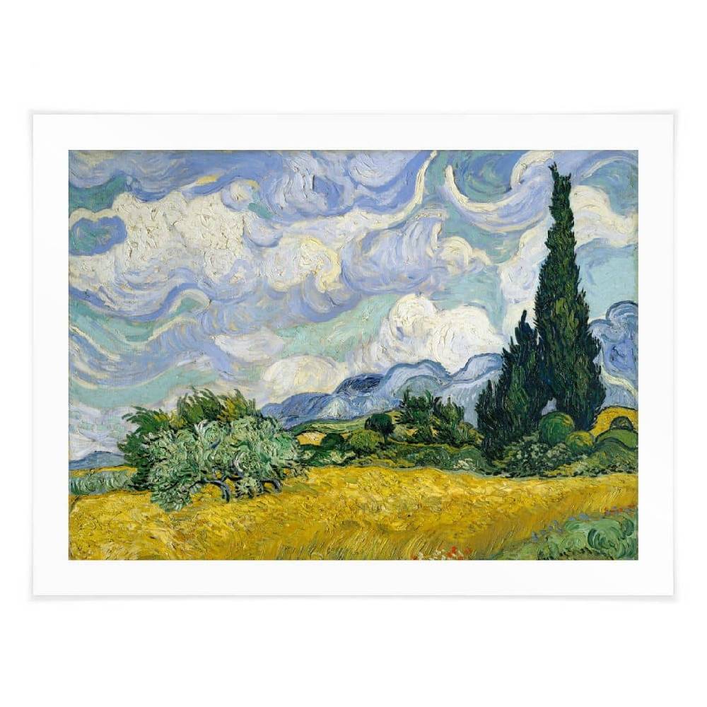 Kaeppel Poster van Gogh - Weizenfeld mit Zypressen Kauf eins, bekomm eins gratis