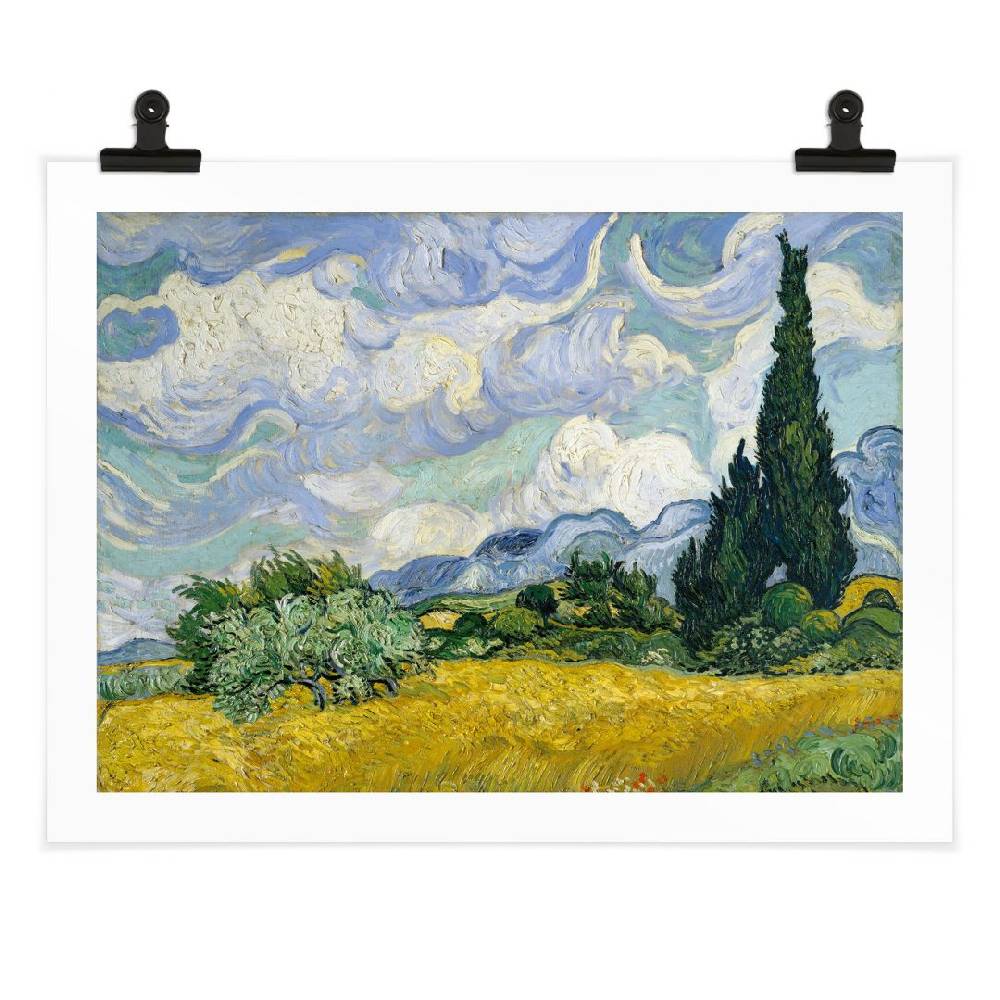 Kaeppel Poster van Gogh - Weizenfeld mit Zypressen Kauf eins, bekomm eins gratis