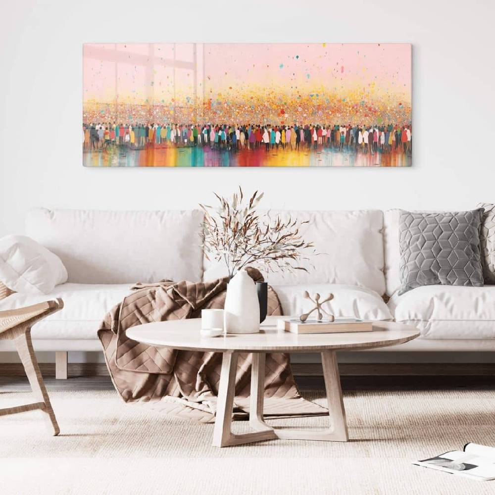Kaeppel Glasbild Treechild - Lebensfreude bunter Menschen - Panorama Sonderangebote