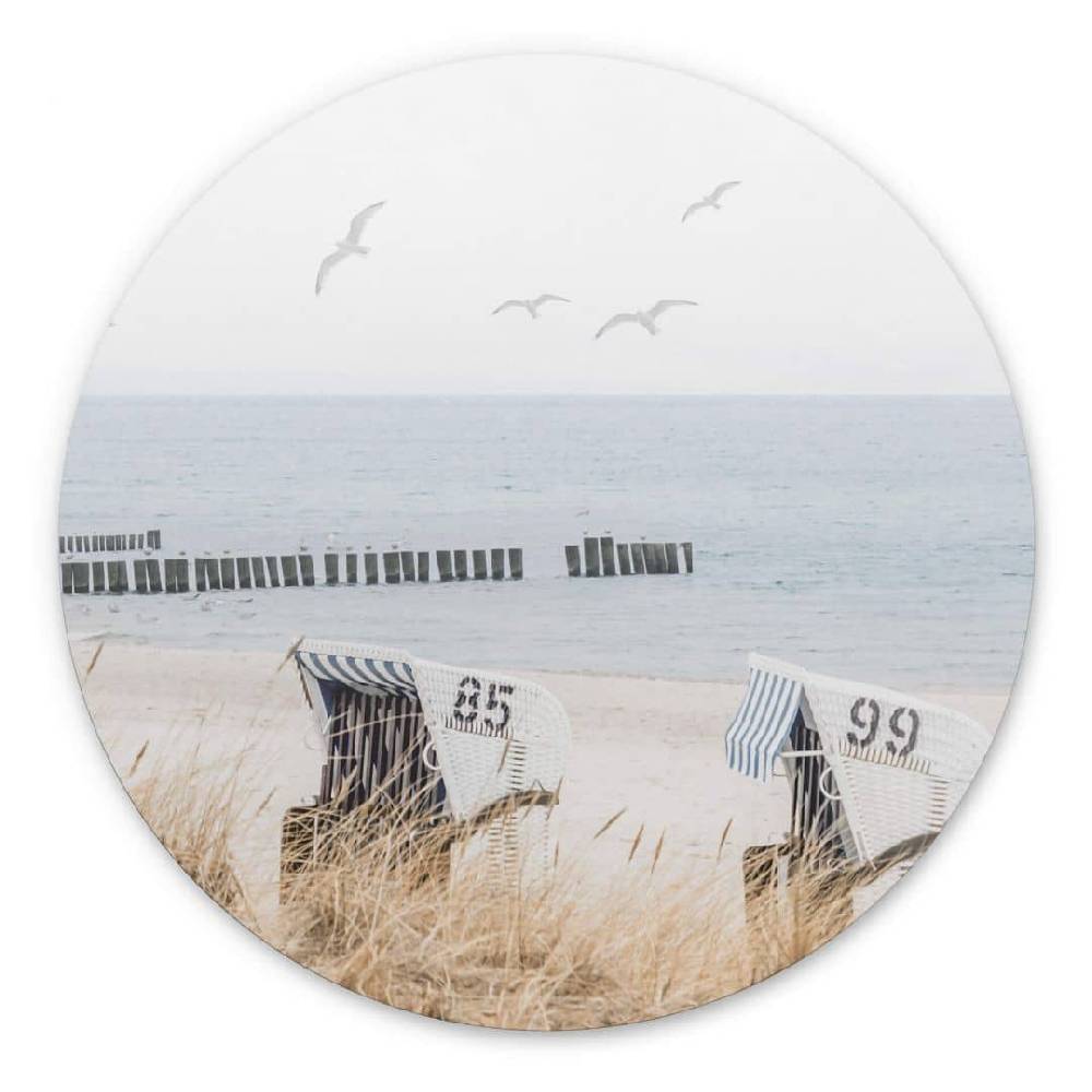 Kaeppel Wandbild Strand mit Meerblick - Alu-Dibond Rund