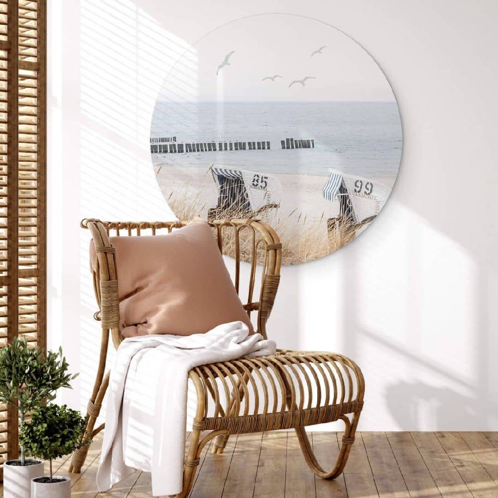 Kaeppel Wandbild Strand mit Meerblick - Alu-Dibond Rund Riesige Ersparnisse