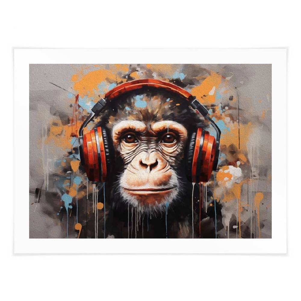 Kaeppel Poster DJ Affe mit Kopfhörer - Magnusson Sonderangebot der Fabrik