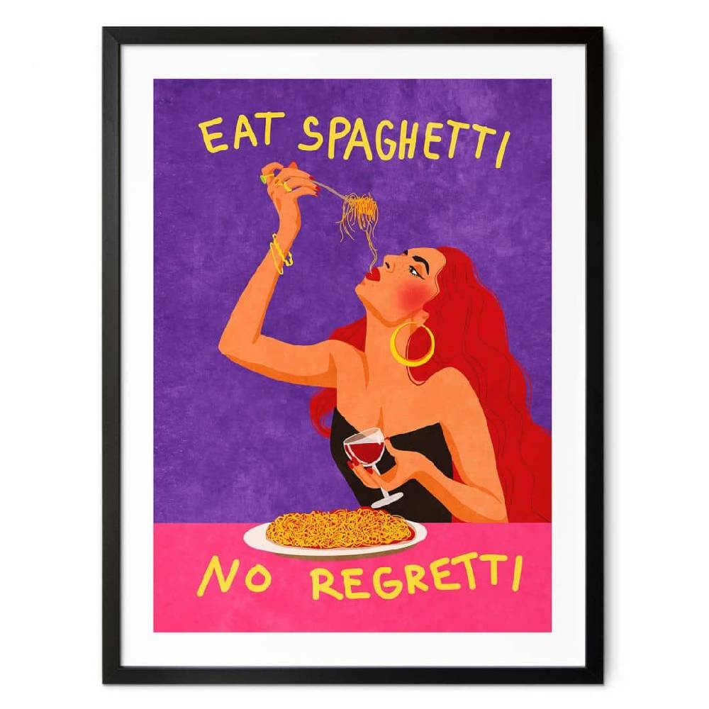Kaeppel Poster Spaghetti und Wein - Oltmanns