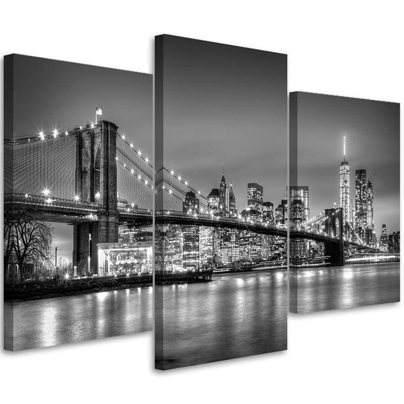 Kaeppel Leinwandbild 3-teilig, New York Stadt Brooklyn Brücke
