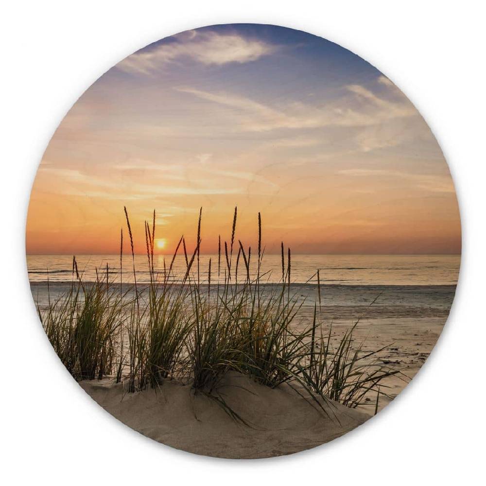 Kaeppel Holzbild Düne am Strand bei Sonnenuntergang - Rund