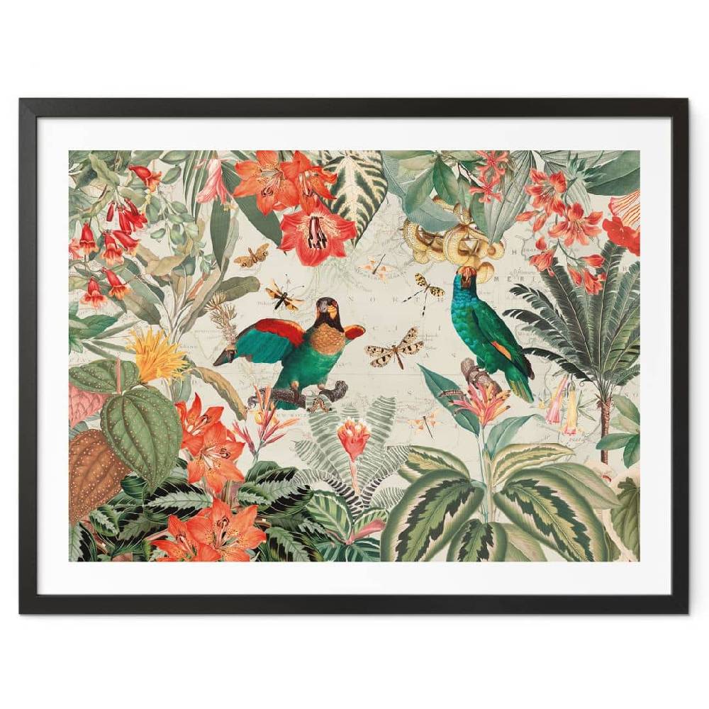 Kaeppel Poster Exotischer Dschungel mit Papageien - UN Designs