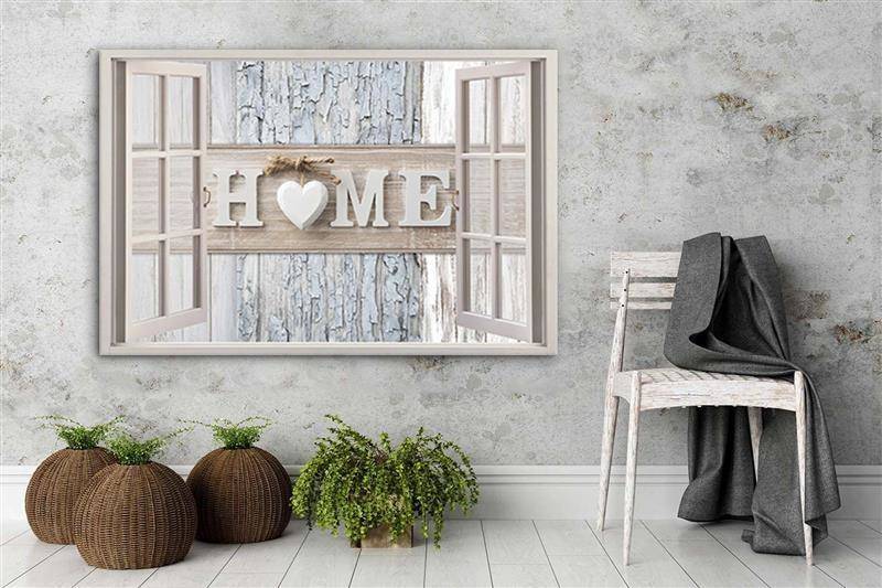 Kaeppel Leinwandbild, Fensterblick Home Shabby Chic Versandkostenfrei