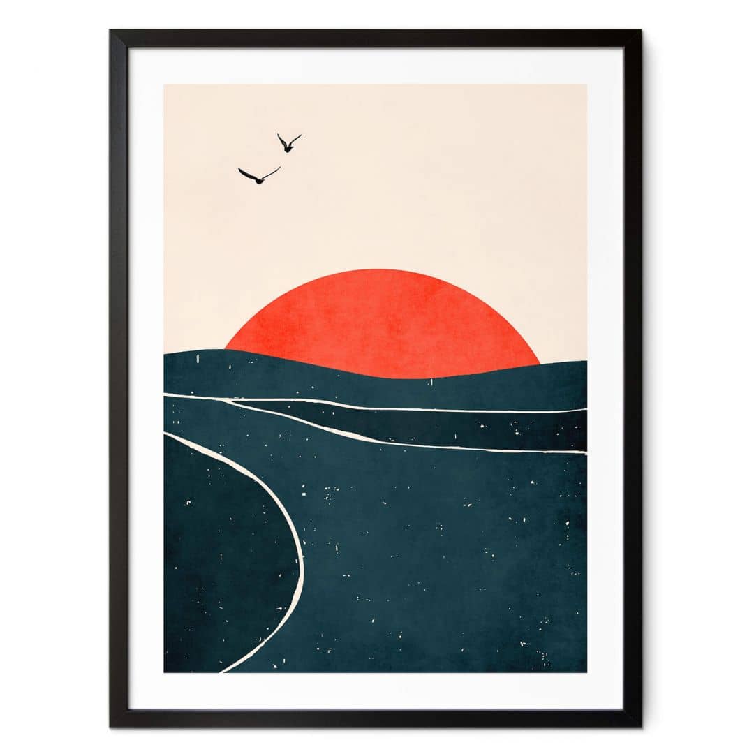 Kaeppel Poster Sonnenuntergang am Meer mit Tauben - Kubistika Online Shopping