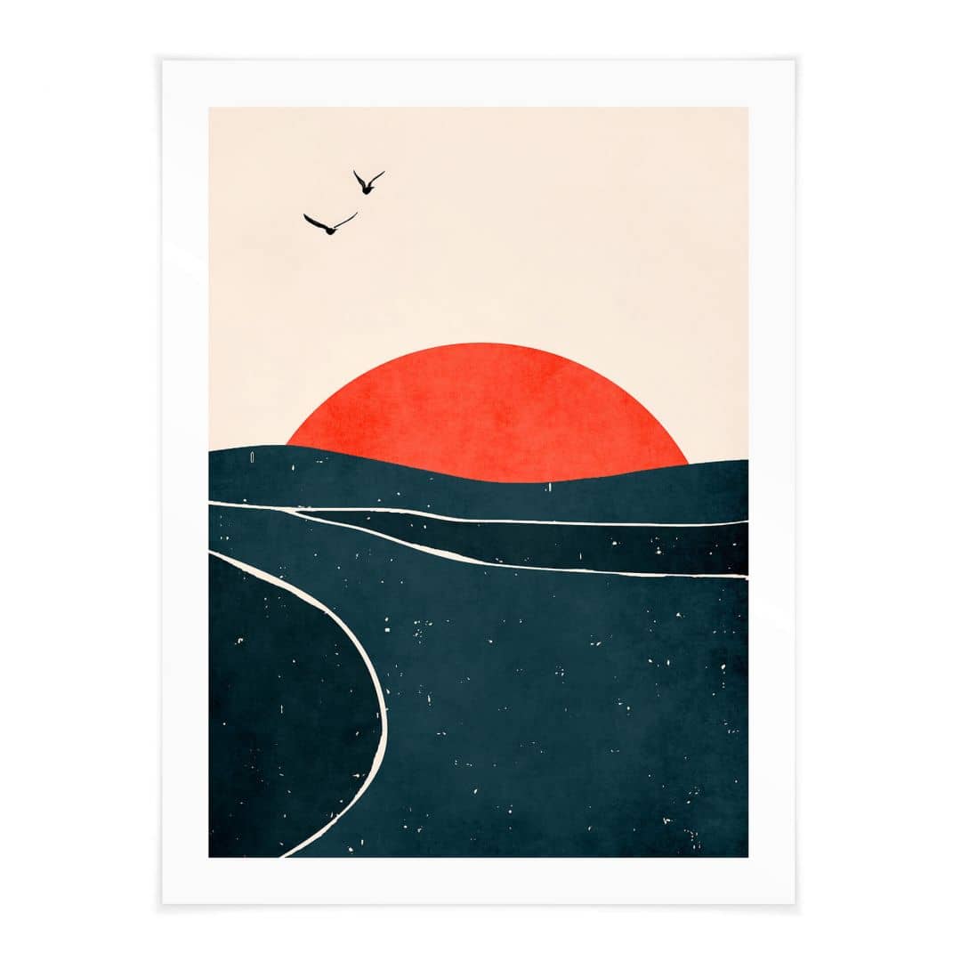 Kaeppel Poster Sonnenuntergang am Meer mit Tauben - Kubistika Online Shopping