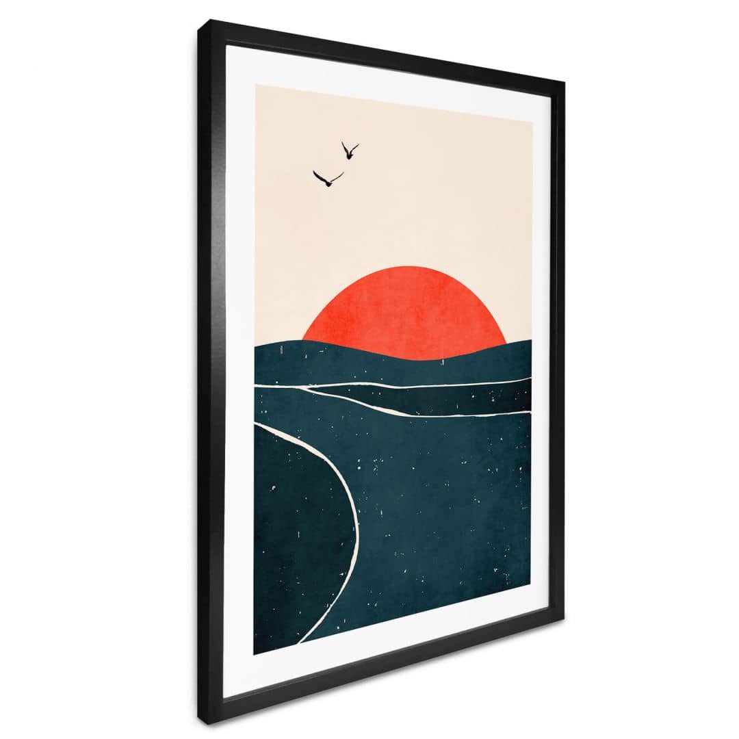 Kaeppel Poster Sonnenuntergang am Meer mit Tauben - Kubistika Online Shopping