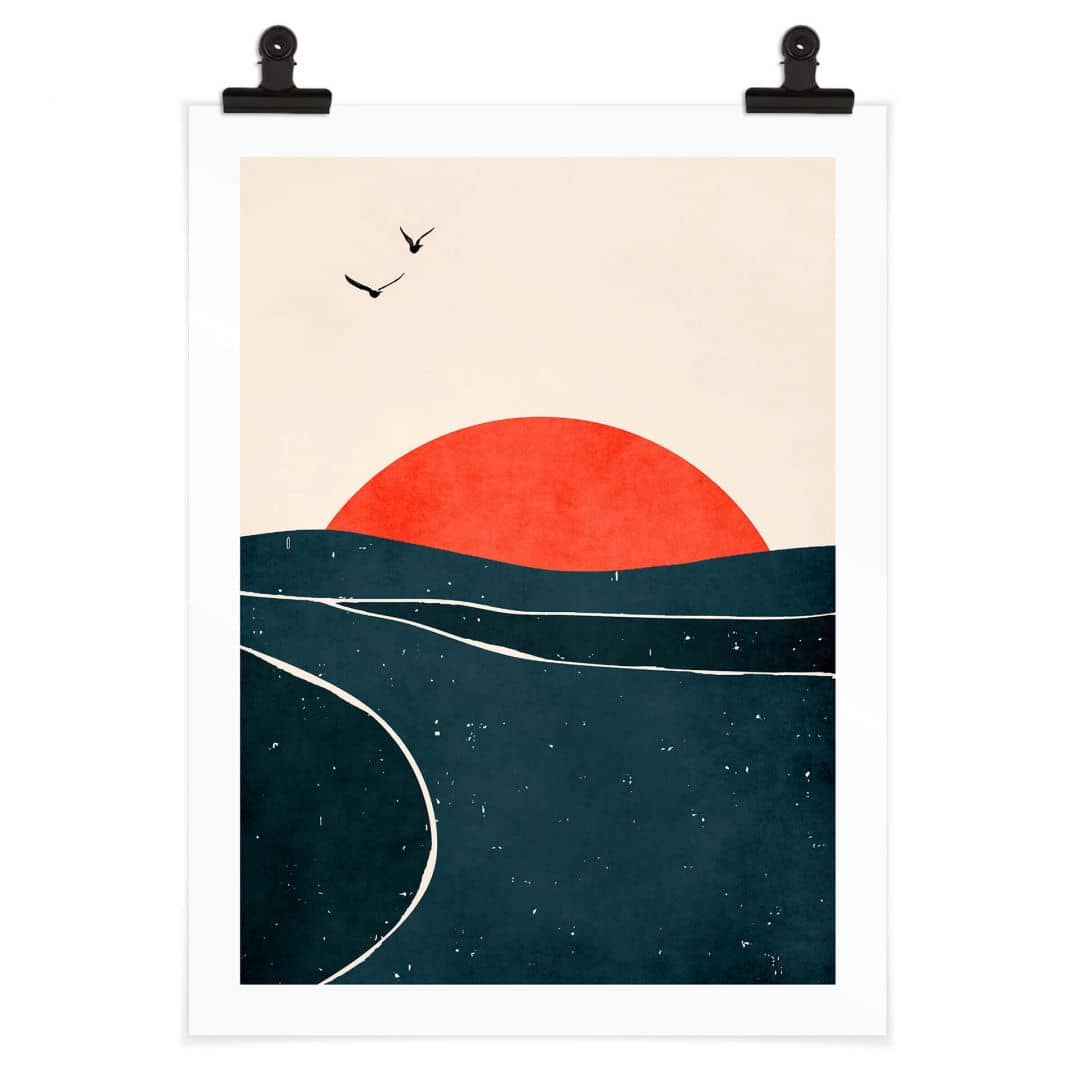 Kaeppel Poster Sonnenuntergang am Meer mit Tauben - Kubistika Online Shopping
