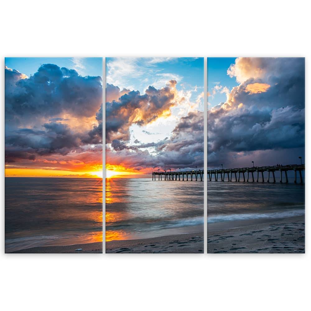 Kaeppel Leinwandbild 3-teilig, Meer bei Sonnenuntergang Vatertagsangebot