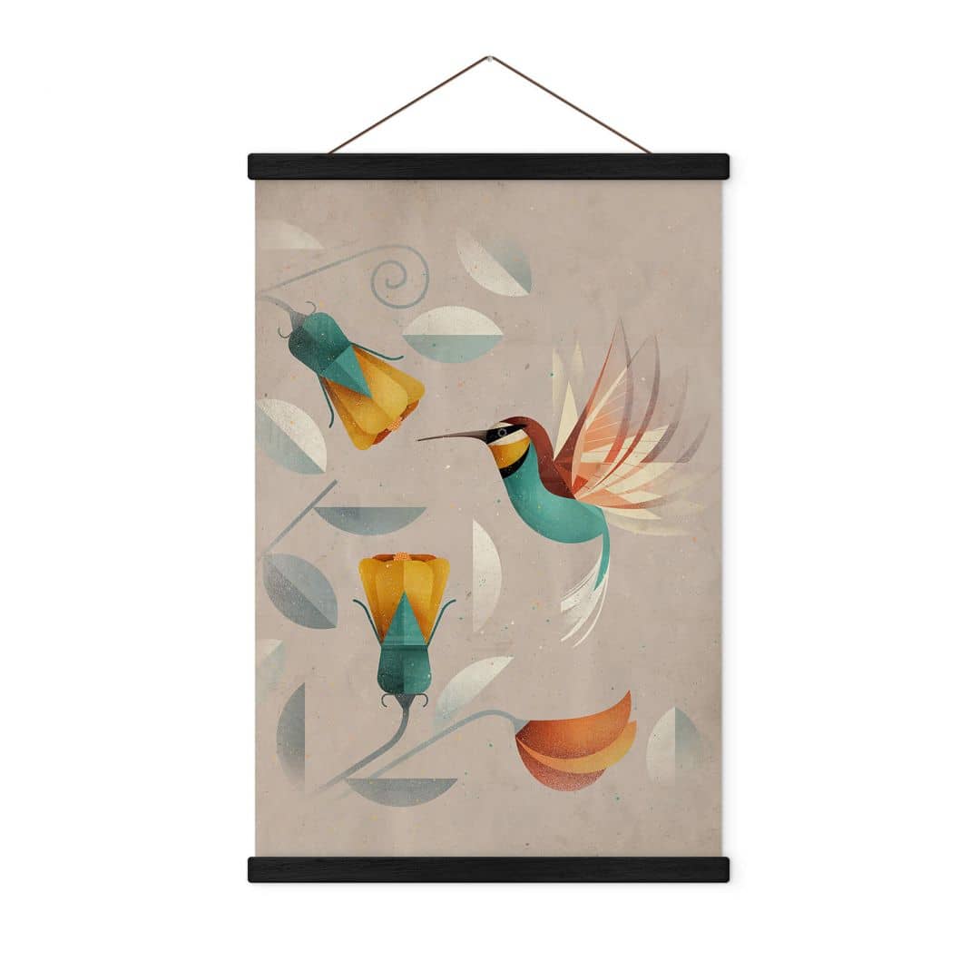 Kaeppel Stoffbild mit Vogelmotiv - Kolibri - Braun Top Angebot