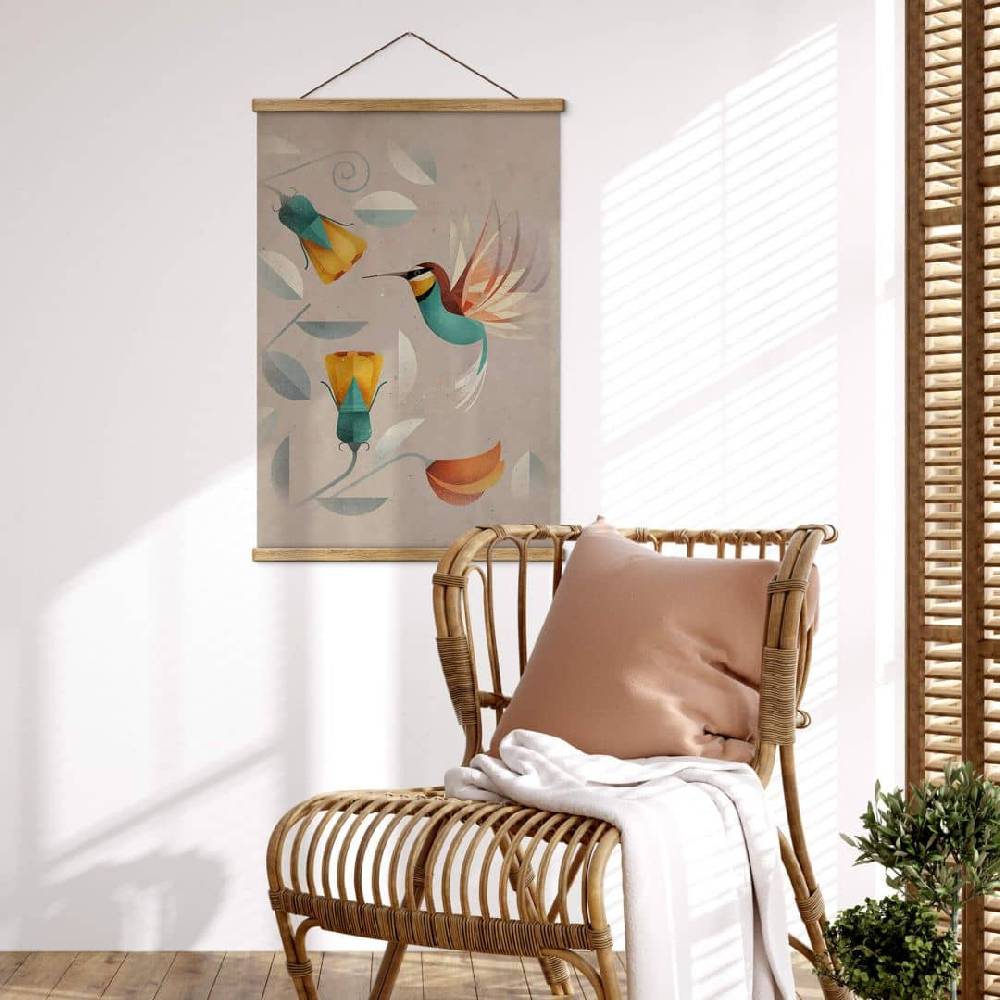 Kaeppel Stoffbild mit Vogelmotiv - Kolibri - Braun Top Angebot