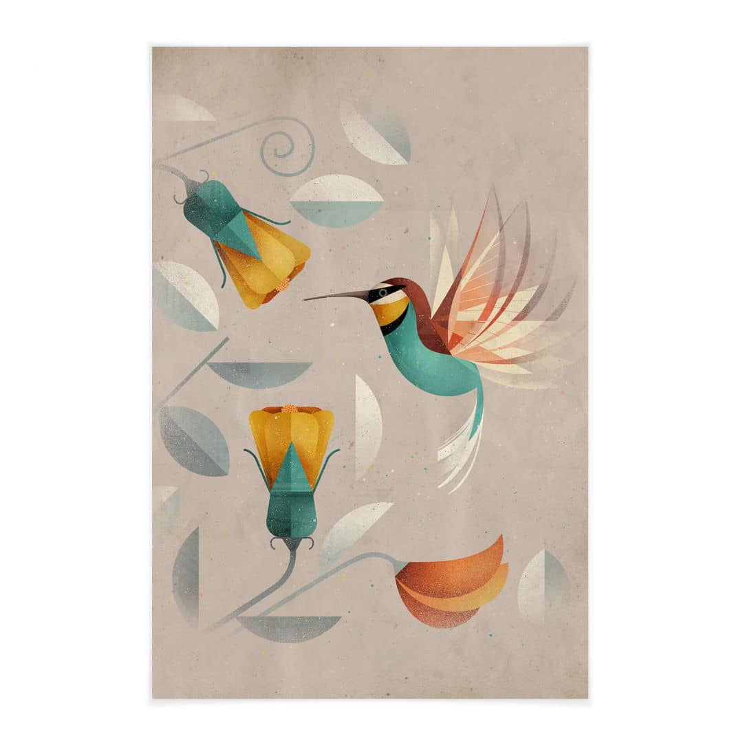 Kaeppel Stoffbild mit Vogelmotiv - Kolibri - Braun Top Angebot