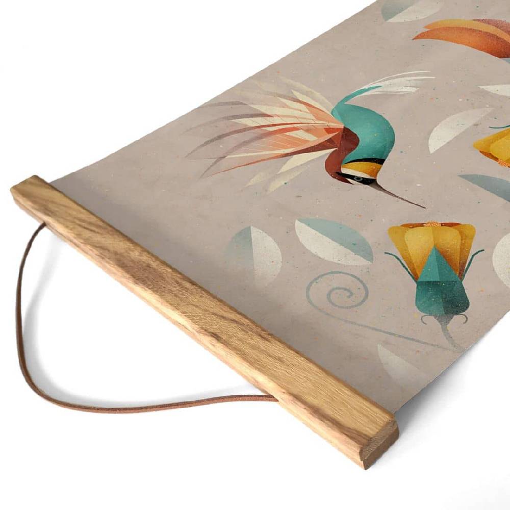 Kaeppel Stoffbild mit Vogelmotiv - Kolibri - Braun Top Angebot
