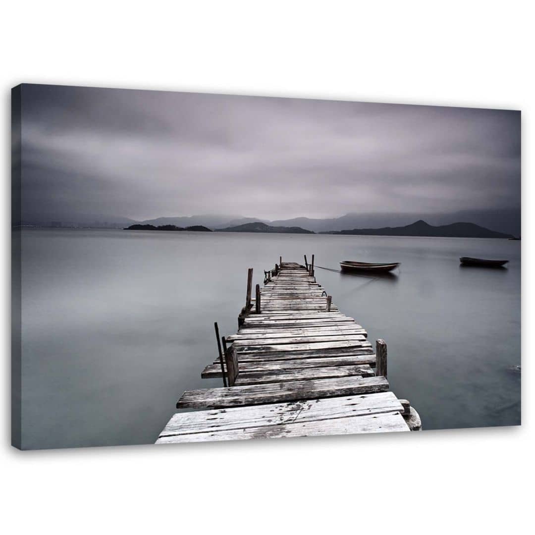 Kaeppel Leinwandbild, Steg Wintersee Landschaft