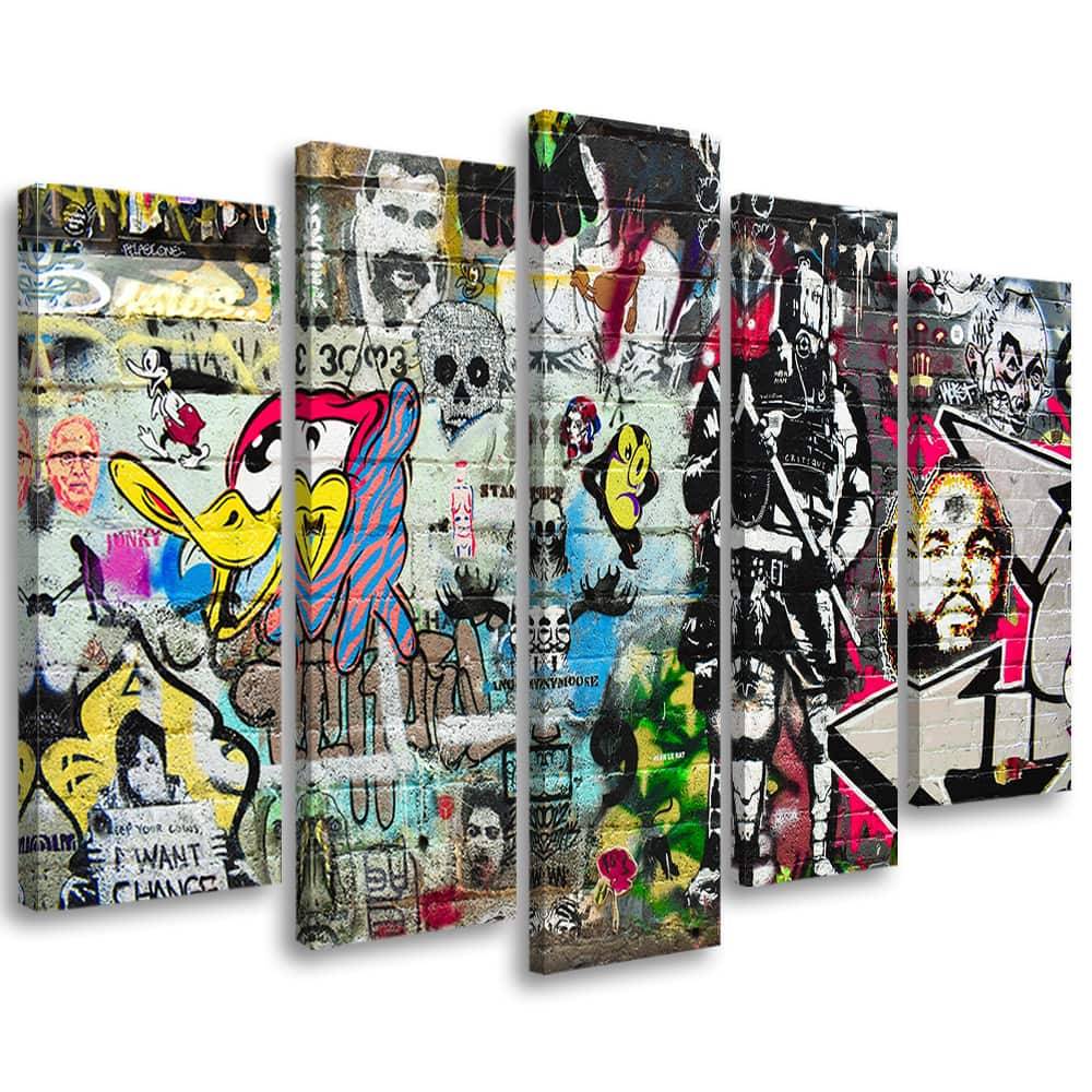 Kaeppel Leinwandbild 5 teilig, Graffiti-Straßenkunst