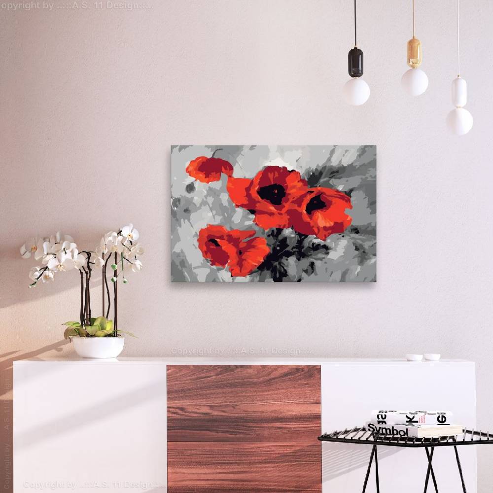 Kaeppel Malen nach Zahlen Leinwandbild - Strauß Mohnblumen - 60x40 cm - mit Keilrahmen - bespannt Neuheiten