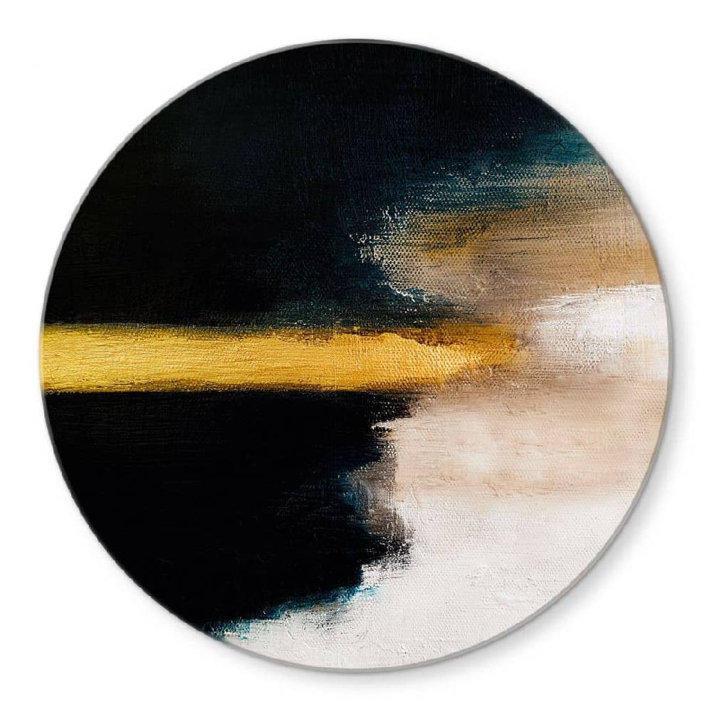 Kaeppel Glasbild Pinselstriche Gold und Schwarz - Haniff - Rund Saisonale Angebote