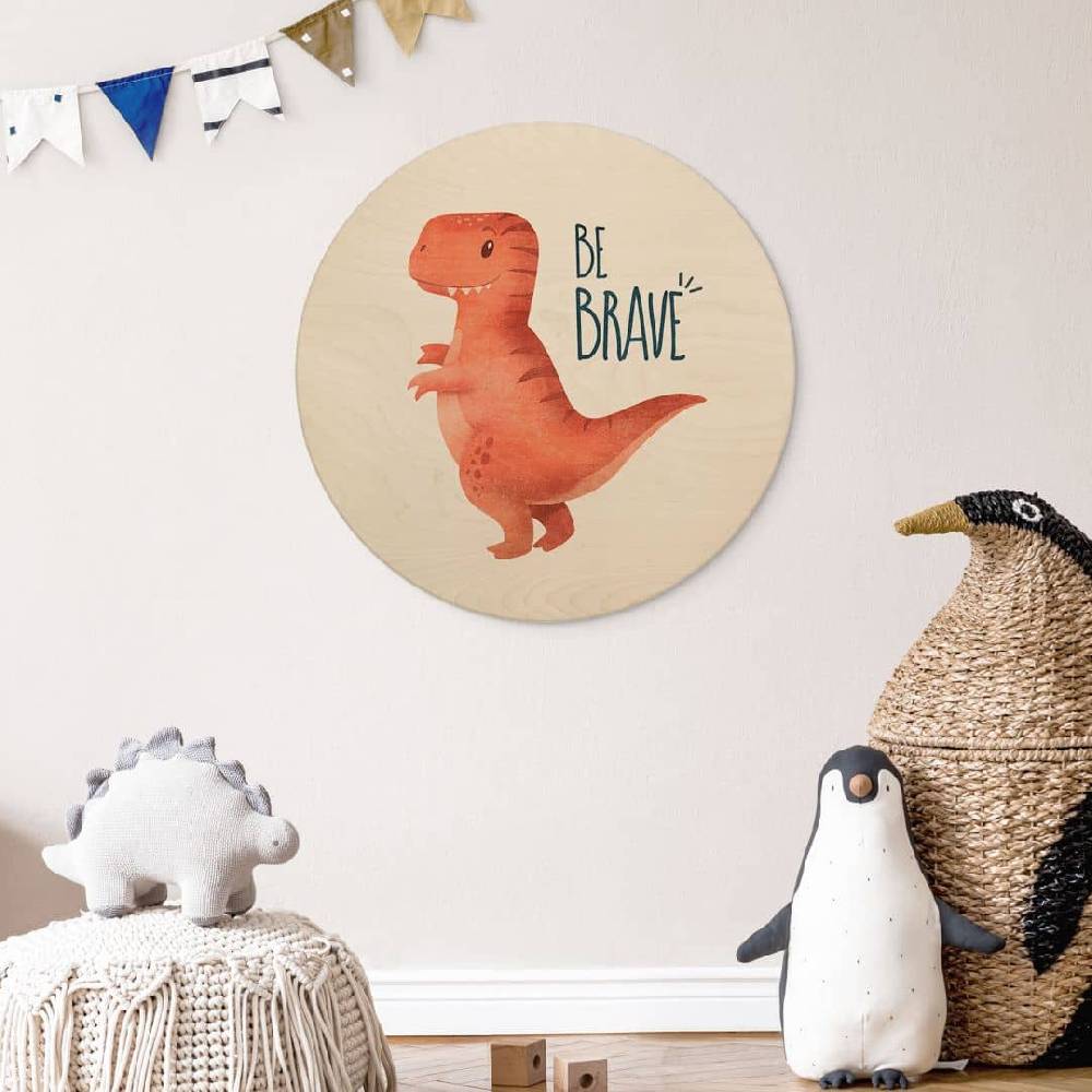 Kaeppel Holzbild Dino Be Brave - T-Rex - Tunaboylu - Rund Riesige Ersparnisse