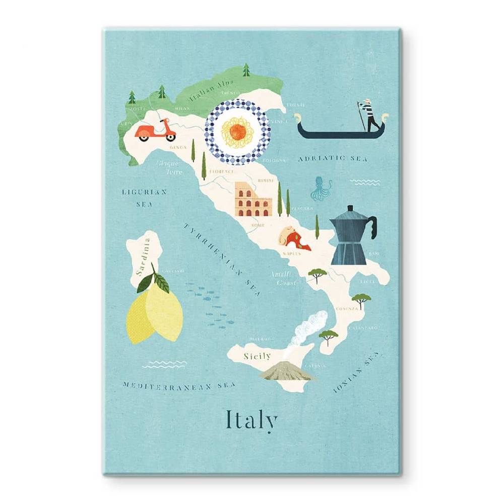 Kaeppel Glasbild Karte von Italien - Rivers