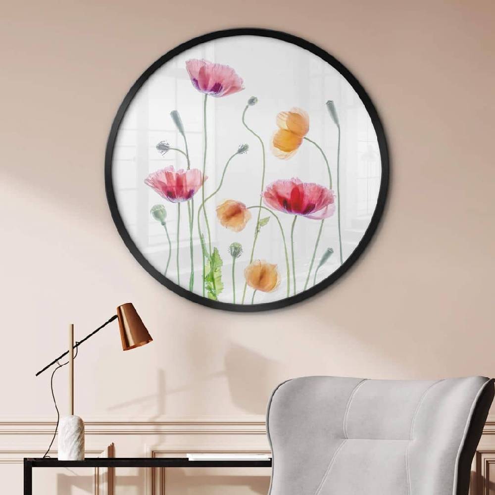 Kaeppel Poster Bunte Mohnblumen Rund - Disher Kostenlose Rückgabe