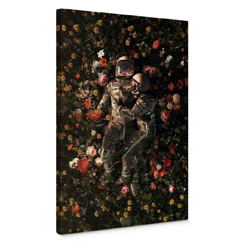 Kaeppel Leinwandbild Astronauten auf einer Blumenwiese - Nicebleed